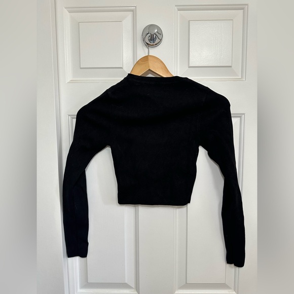 Zara Black Cropped Knit Long Sleeve Top - Picture 2 of 4
